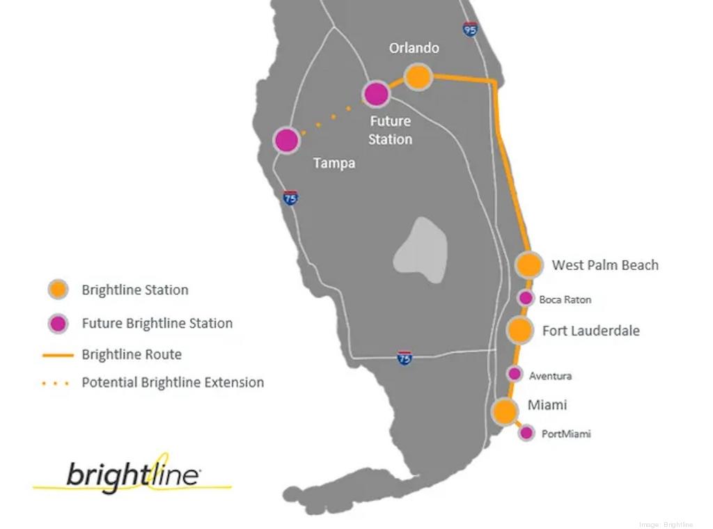 Tampa and Polk County are being considered as potential stops for Brightline