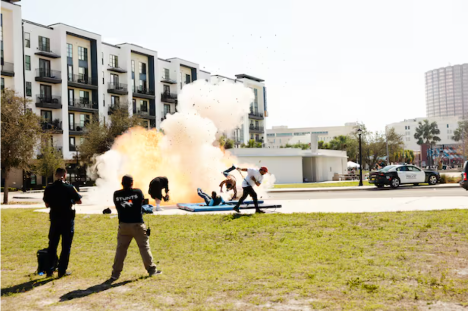 Explosion stunt in Tampa during GTA 6 speculation shoot
