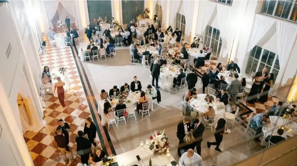 Grand historic wedding ballroom with elegant decor in Tampa Bay