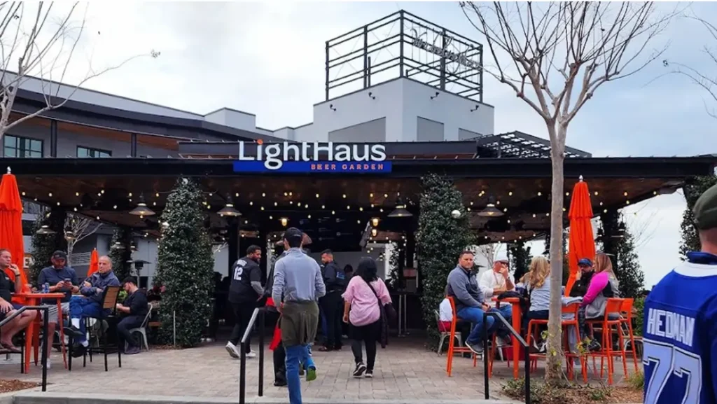LightHaus Beer Garden Tampa outdoor dining with scenic patio