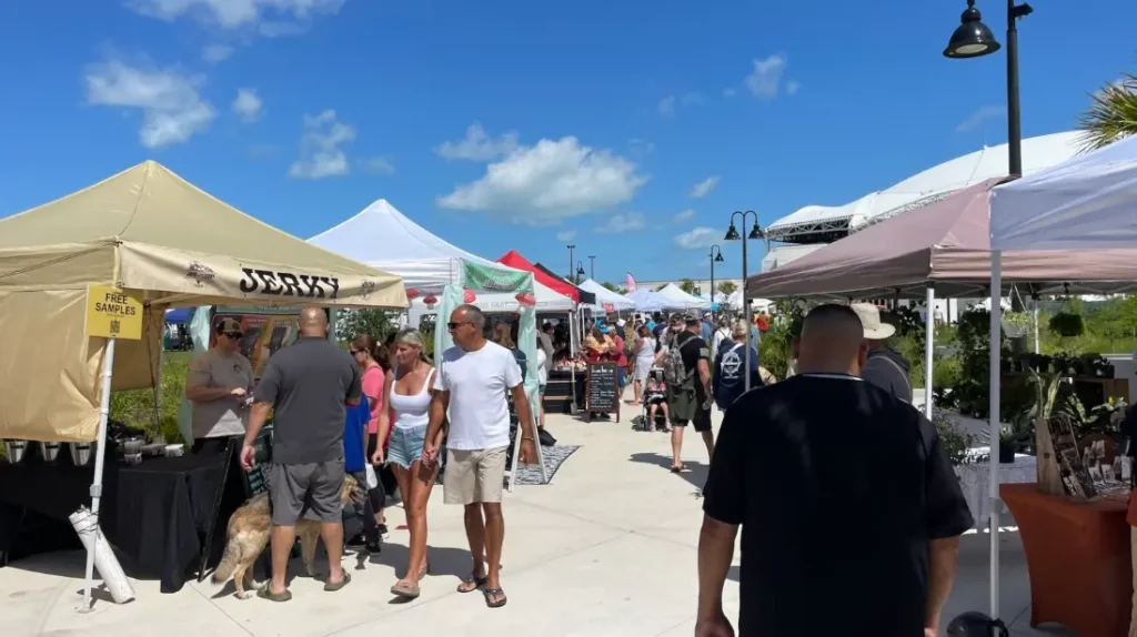 Open-air market at Coachman Park during The Market Marie
