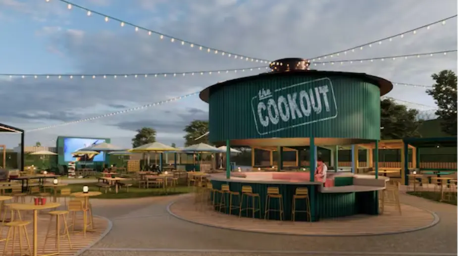 Cookout grill and live screen at MidFlorida Amphitheatre’s Backyard