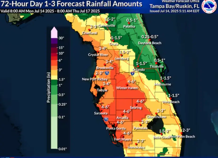  Low-pressure system forecasted to move across Florida