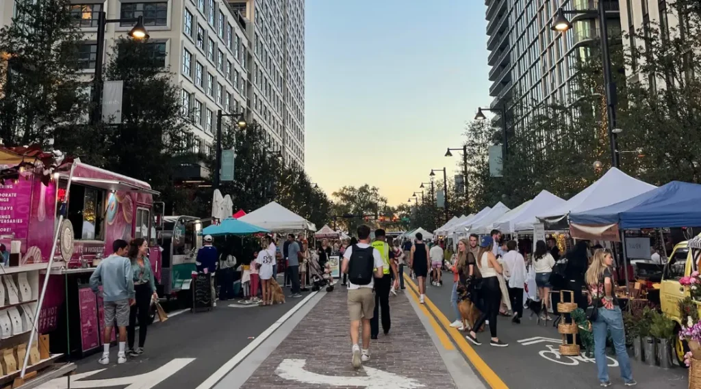 Tampa Riverwalk with remote workers enjoying the view