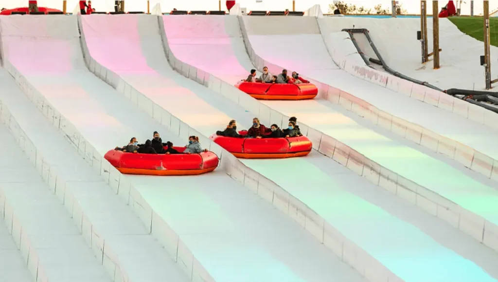 Visitors ice skating at Snowcat Ridge’s Crystal Ribbon