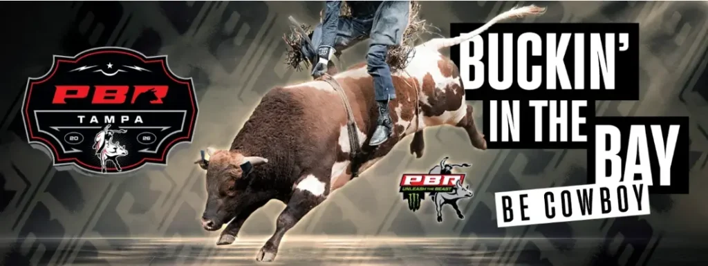 PBR bull rider competing during Tampa tour stop
