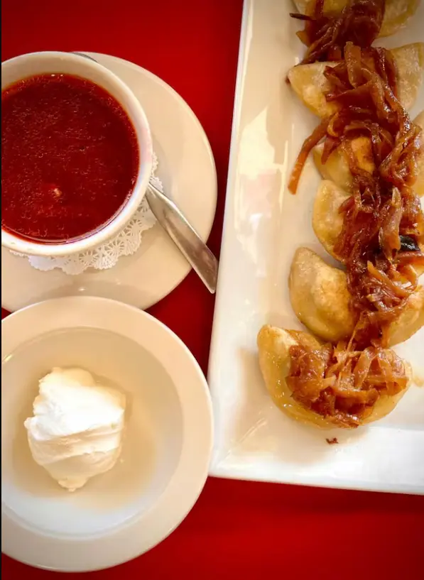 Ukrainian borscht served at Pierogi Bar in Tampa Bay